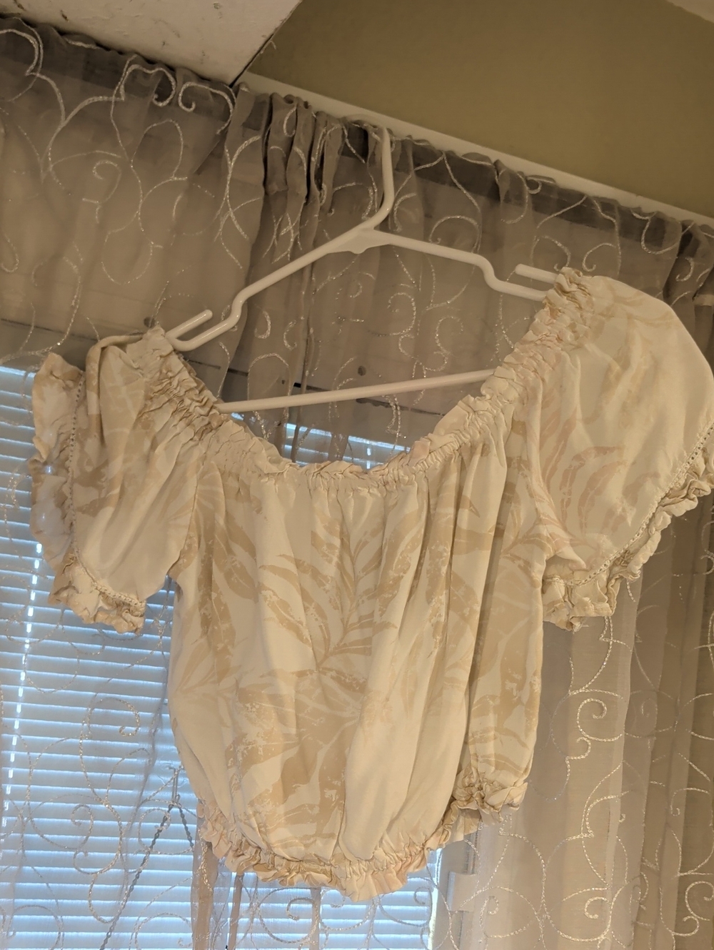 Ocean Drive Cream Off-Shoulder Printed Blouse
